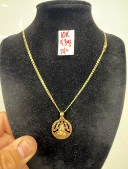 10K Solid Gold Chain and Pendant For Wedding 4.3Gr 24 Inches Long