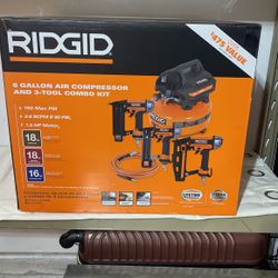 Ridged 6 Gallon Air Compressor And 3 Tool Combo Kit