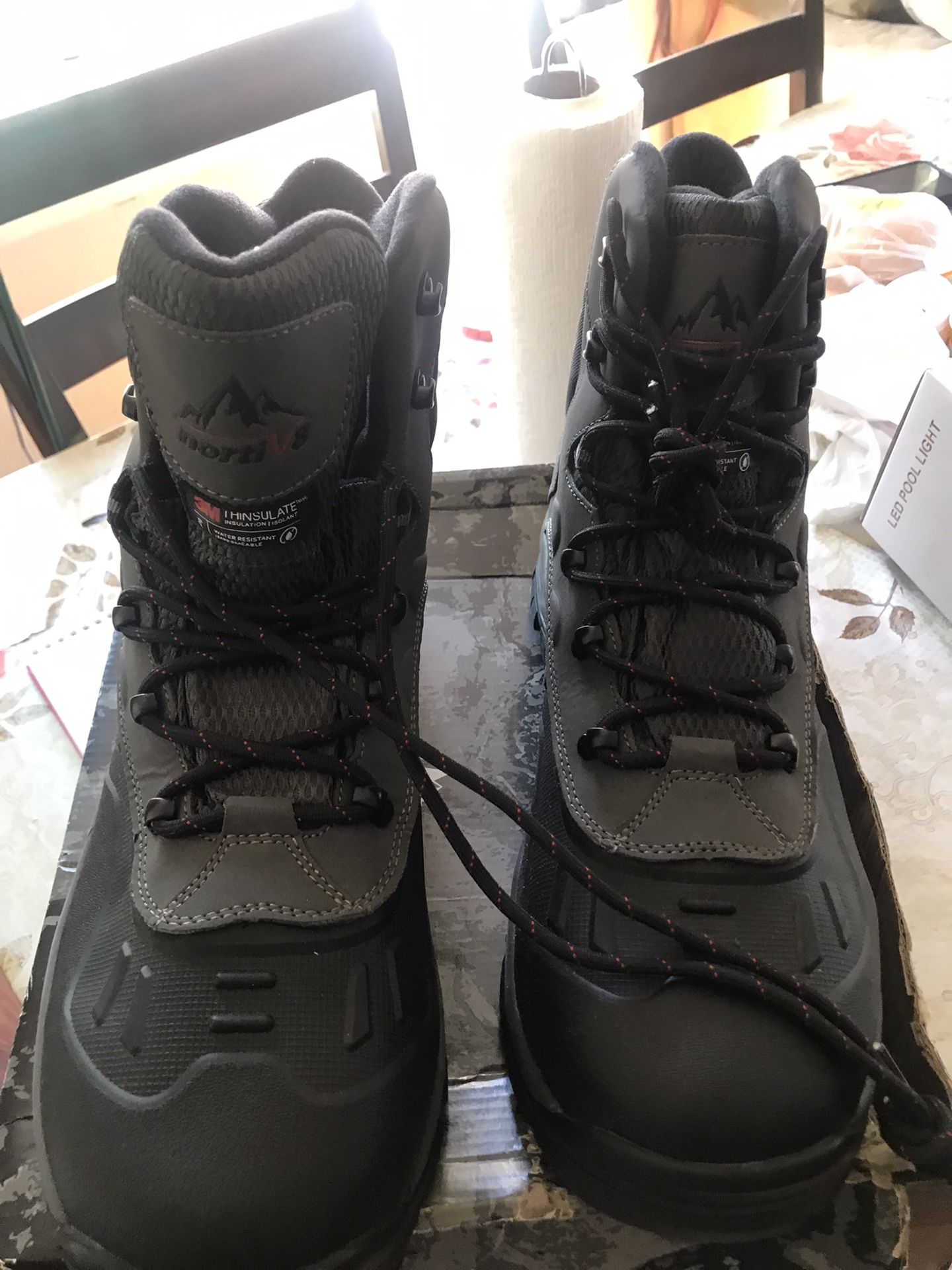 Try Everything Men’s Insulated Waterproof Snow Boots Color Grey Size 13 