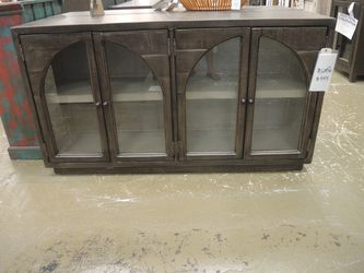 0348FM623 Four Door Console - Black Wash And Natural Wood | Sideboard | Buffet