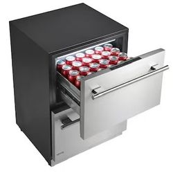 161】Drawer Refrigerator with Freezer 24 in Undercounter Fridge Freezer Combo Beverage Cooler with 304 Stainless Steel Drawers Freezing Section for Fro