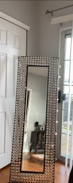 Tall Bejeweled Floor Mirror