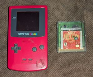 Nintendo Game Boy Color Berry Red with Zelda Oracle of Seasons