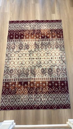 Tribal Geometric Area Rug Red Cream