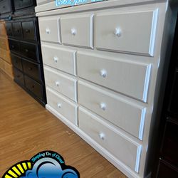 New Heavy Duty Premium White Solid Wood Wide Dresser 9 Drawer 