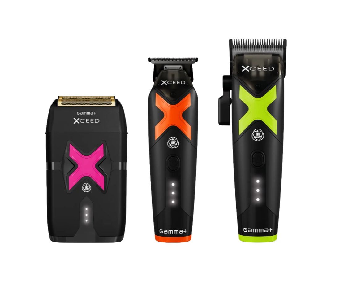 Gamma+ XCEED IN2 Vector Motor Cordless Clipper + Trimmer + Double Foil Shaver Value Set (GP609B/GP418B/GP803B)