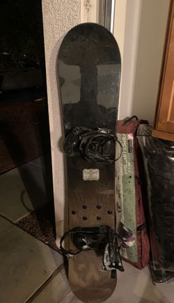 Burton snowboard and bindings.