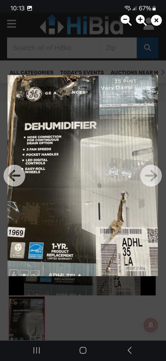GE Dehumidifier 35 Pint New