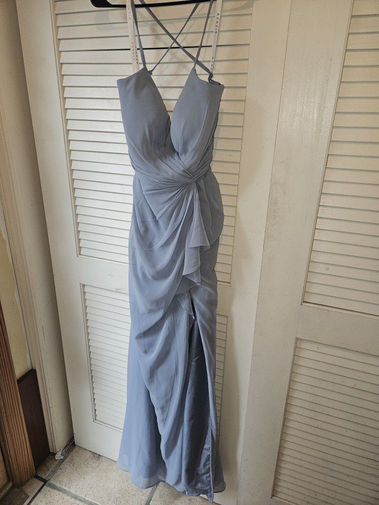 NWT Azazie Aribella Bridesmaid Dress Size 8 Unaltered Dusty Blue