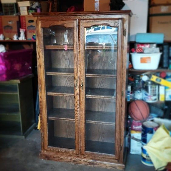 Antique Wood With Glass Cabinet