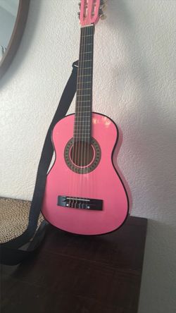 Pink Acoustic Guitar with Strap
