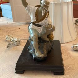 AI Overview    +1 The image shows a vintage Chinese Mudman figurine, specifically a fisherman. 