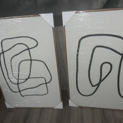 2 Large Minimalist Wall Art Wood Framing 