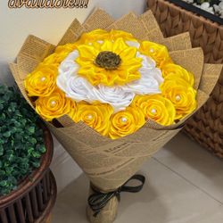 Sunflower-Inspired Satin Flower Bouquet🌻💐