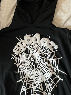 Sp5der Black Hoodie with Web Graphic