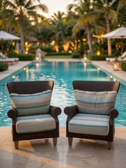 Composition Wingback Patio Chairs with Sunbrella Cushions
