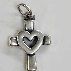 James Avery silver Centered in Love Cross Charm - 5/8" Long