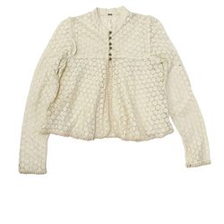 Free people crochet Half button up Victorian Cardigan Fall Ivory Cream small    This Free People cardigan boasts a charming Victorian style with a cro