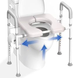 Brand new in box   Raised Toilet Seat with Handles - Width & Height Adjustable Toilet Seat Risers for Seniors, Heavy Duty Handicap Toilet Riser, Fit A