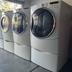 LARGE CAPACITY FRONT LOAD WASHER AND DRYER WORKING GREAT WITH WARRANTY!