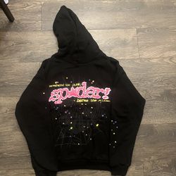 Pink & Black Sp5der Hoodie Size Large