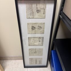 Framed Leonardo da Vinci Sketches Reproduction (Vitruvian Man & Studies)