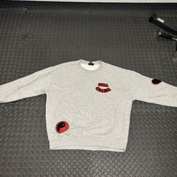 Gray Yin Yang 'Still Going' Graphic Fleece Crew Neck Pullover Sweatshirt Men