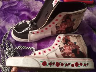 Vans off the wall custom ski-8 hi top checkered laces picture size 11 mens
