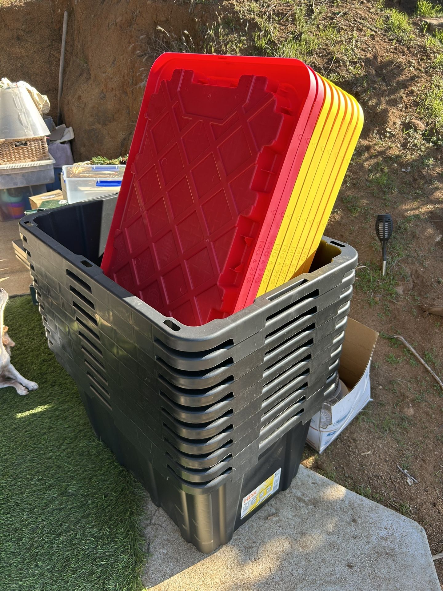 Brand New 27 Gallon Tough Tote Bins.  $8 Each