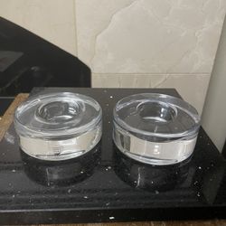 Orrefors Puck Tealight Holder .Set of 2 . 2”