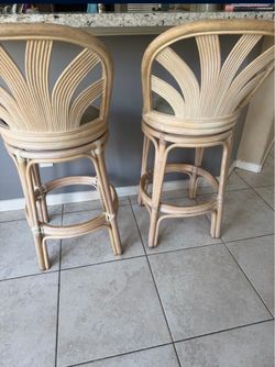 Rattan Swivel Bar Stools Set of 2