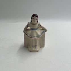 Vintage Ceramic Girl Figurine Toothpick Holder Mini Planter Vanity Decor