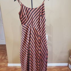 A New Day brown and black striped midi dress with cowl neck. Size L