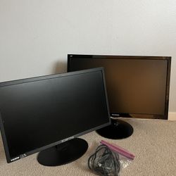 2 Monitors ViewSonic 24” Sceptre 22” 