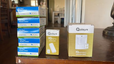 Lot of 7 NEW Security Sensors: 5x 2GIG eSeries Door/Window + Qolsys Tilt-S & Motion-S