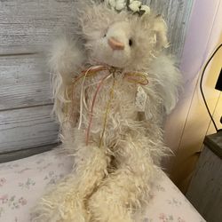 Mohair Jointed Bear Made In England And A Beautiful Angel Bear With Tags 