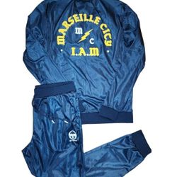 Sergio Tacchini X IAM  Sz MEDIUM Marseille City Track Suit Jacket Pants SET BLUE YELLOW men