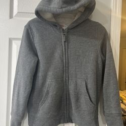 Sherpa-Lined Zip Hoodie – Kids L (10-12) – Gray