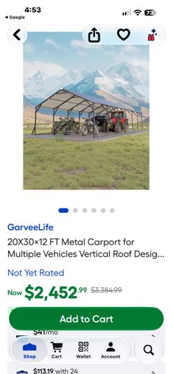 GarveeLife 20x30x12 FT Metal Carport
