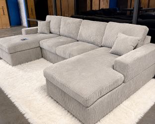 📦 New Large Gray U-Shaped Sectional Sofa with Double Chaise