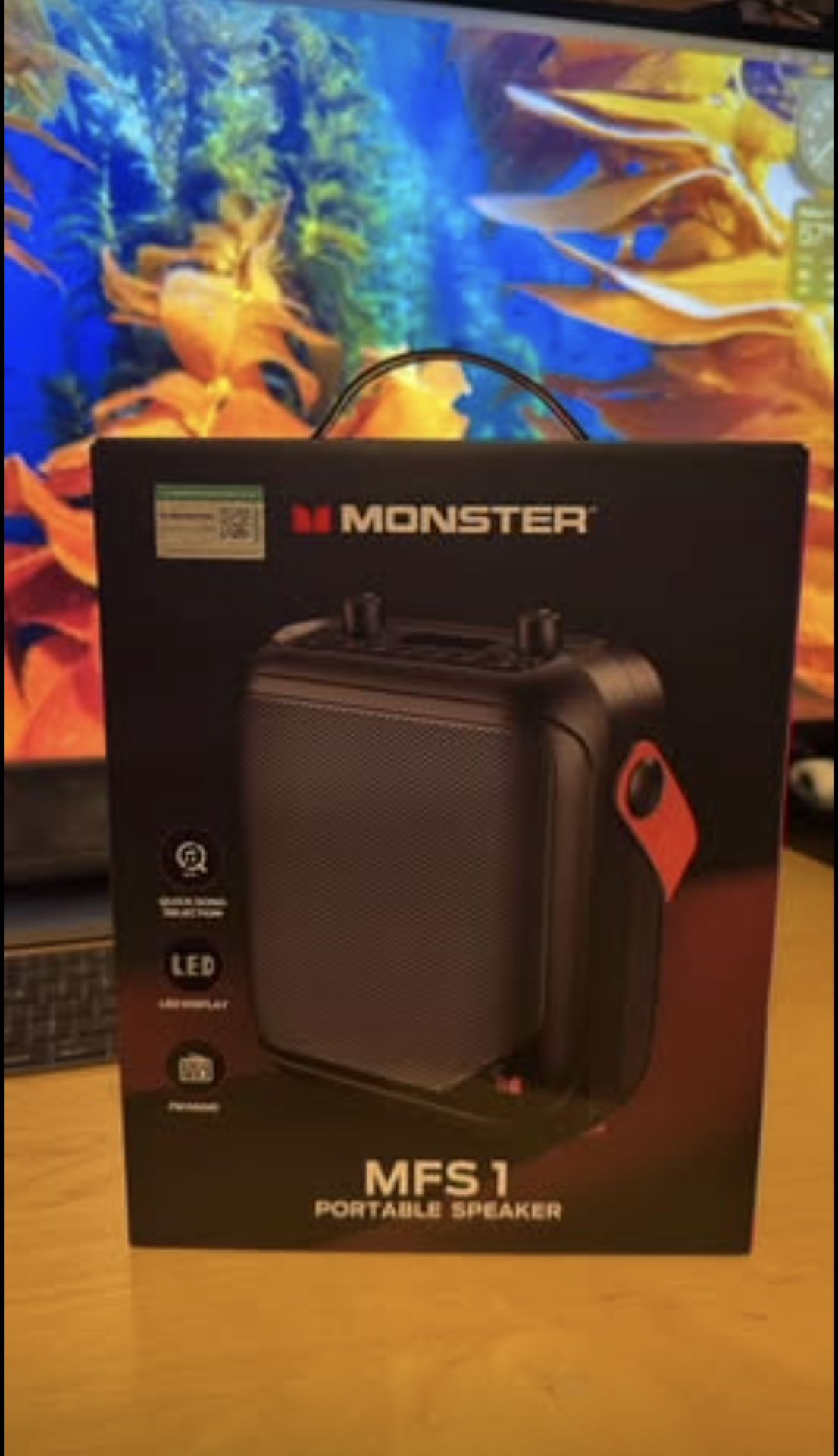 Monster MFS1 portable Bluetooth speaker and FM radio. New and also plays from micro SD card.