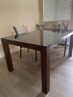 Wooden glass top dining table