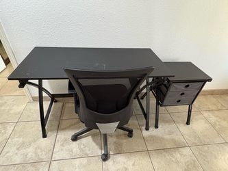 Black Desk with Chair and Drawers