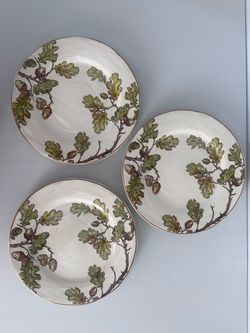 3 Pier 1 Autumn Oak Salad Plates