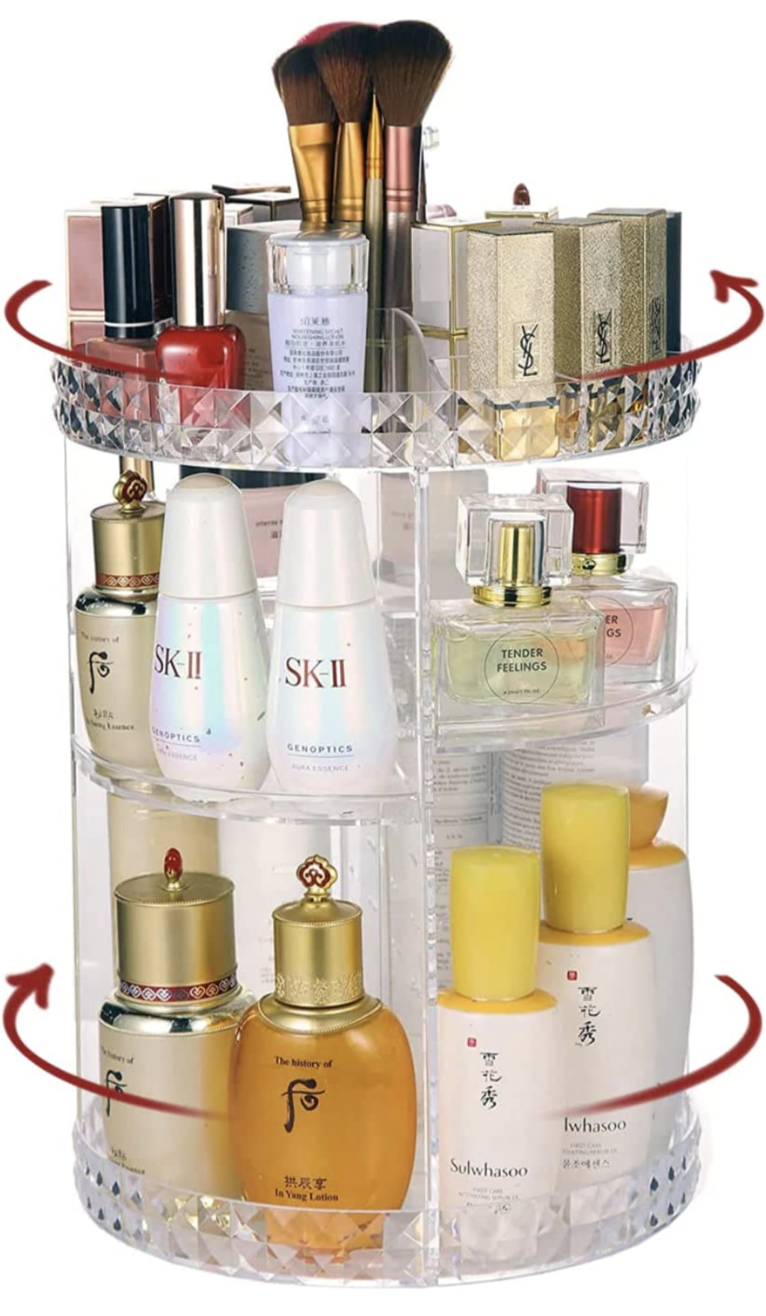 Brand new Rotating Makeup Organizer For Vanity - 360 Degree Cosmetic Rotating Storage Organizer - 7 Adjustable Layers - Perfume Display Stand (Crystal