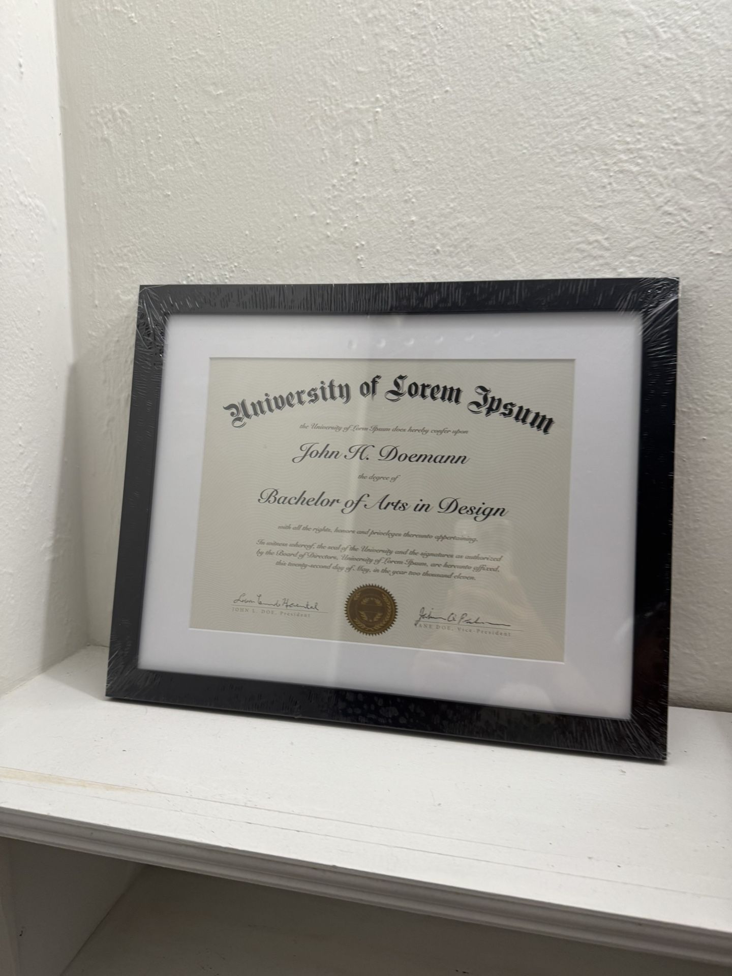 Black Diploma/Certificate Frame (New in Plastic)