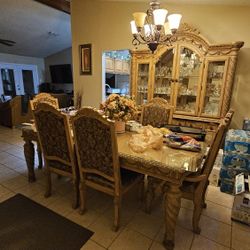 China Cabinet And Dining Room Table Set