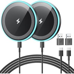 Wireless Charger 2Pack 6FT Samsung Magnetic Wireless Charger Fast Charging Pad with USB-C/A Ports for Samsung Galaxy S25 Ultra/S24 FE/S23 Ultra/S22/S2