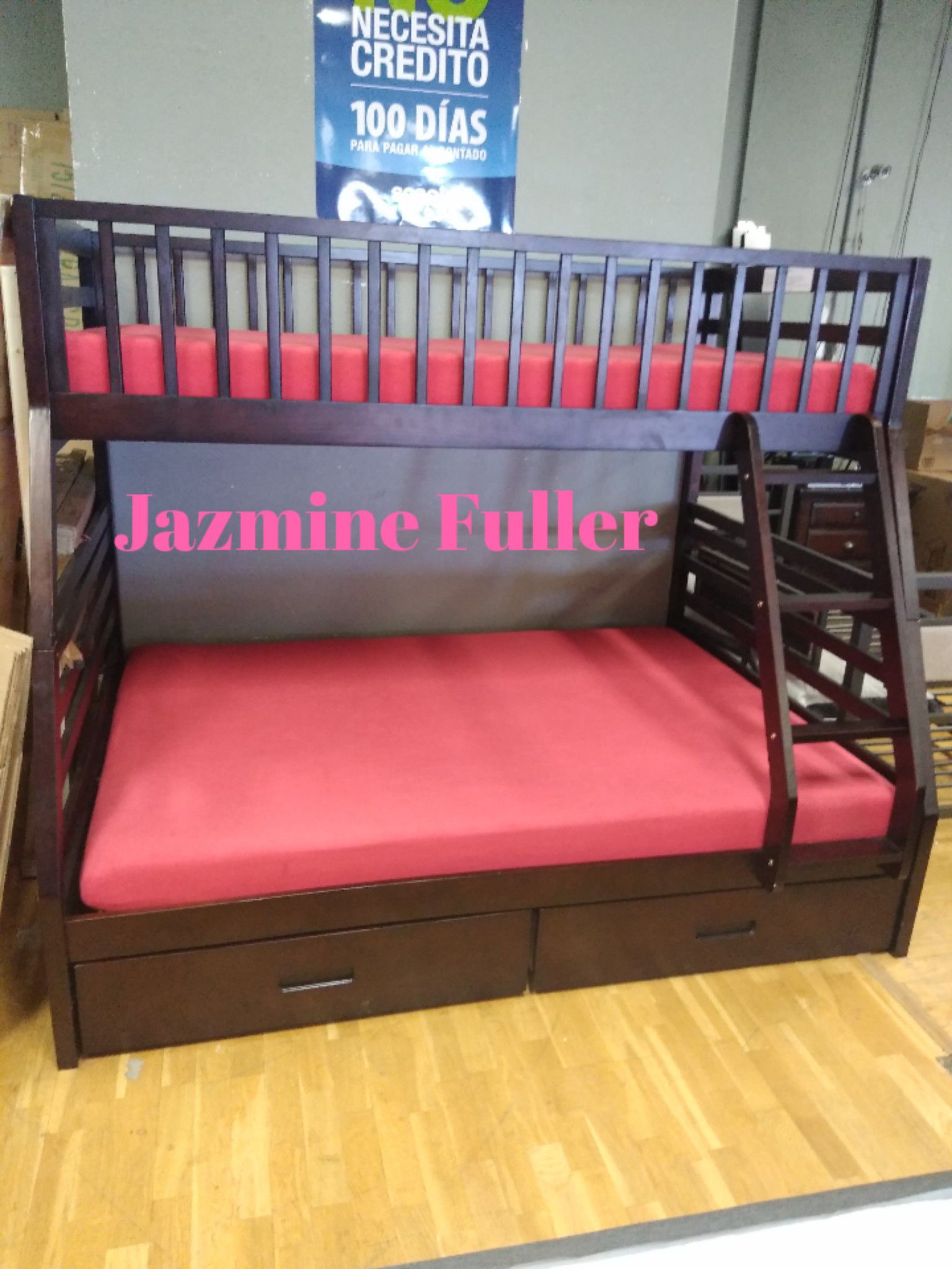 Twin over full Bunk bed with trundle drawers and memory foam mattresses included