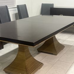 Bernhardt Jet Set Double Pedestal Dining Table in Cavia